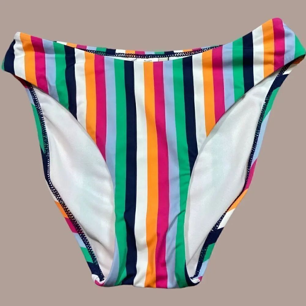 NWT Cremieux Rainbow Strip Bikini Bottoms